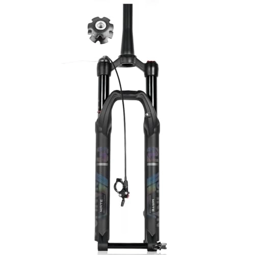 Mountain Bike Fork : MTB Bike Suspension Air Forks 29 Inch Tapered Downhill Mountain Bicycle Front Fork 1-1 / 8 100mm Travel Thru Axle 15 * 110mm Disc Brake Rebound Adjustment (Color : Black Remote, Size : 29inch)