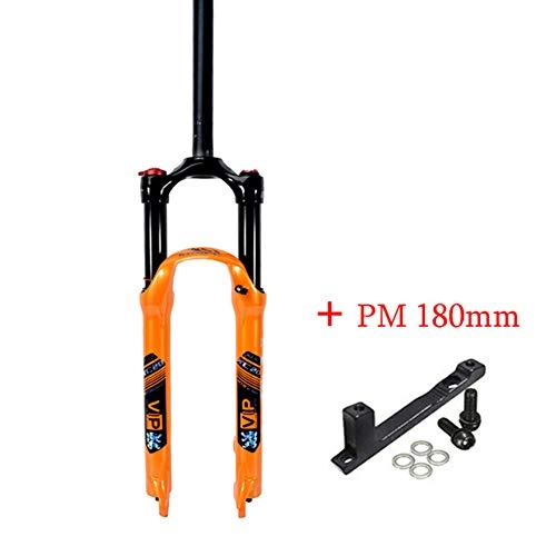 Mountain Bike Fork : MTB Bike Suspension Fork 120mm Air Shock 1-1 / 8" Mountain Bike Forks Travel 9mm QR Adapter PM 180mm 26 / 27.5 / 29", Orange, 26in