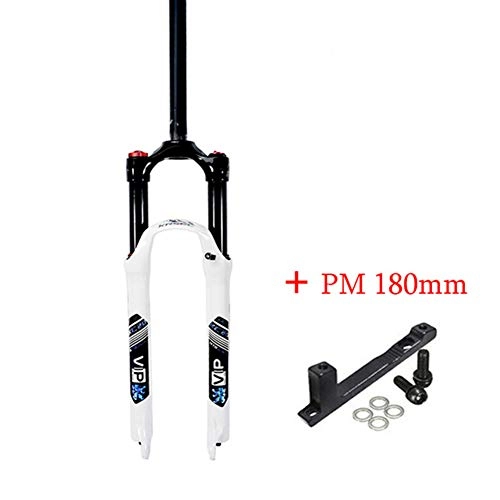 Mountain Bike Fork : MTB Bike Suspension Fork 120mm Air Shock 1-1 / 8" Mountain Bike Forks Travel 9mm QR Adapter PM 180mm 26 / 27.5 / 29", White, 26in