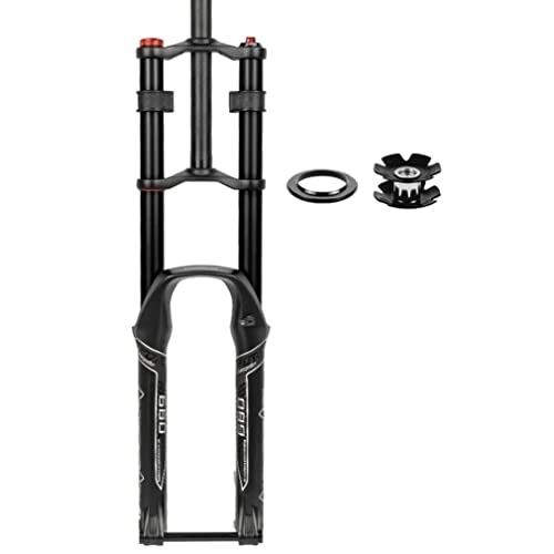 Mountain Bike Fork : MTB Downhill Suspension Fork 26 27.5 29 Inch Disc Brake Mountain Bike Double Shoulder Front Fork 1-1 / 8 Oil Spring Forks Thru Axle 15mm Travel 130mm With Damping DH ( Color : Black , Size : 27.5inch )