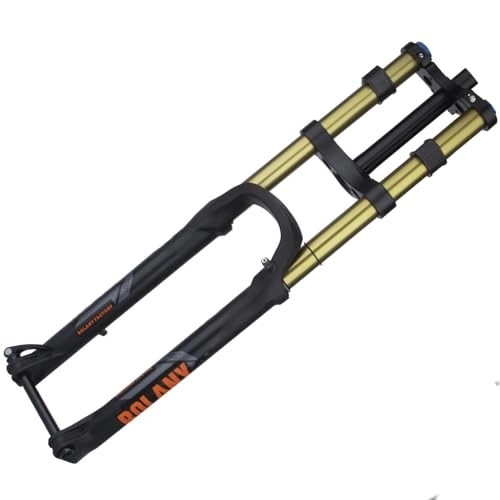 Mountain Bike Fork : MTB Fork 27.5 29 Inch Double Shoulder Rebound Adjustment Mountain Bike Air Fork 27.5 / 29 Inch Boost Fork Thru Axle 15 * 110mm DH AM Bicycle (Color : Gold, Size : Straight 29'')