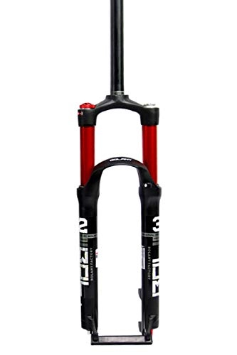 Mountain Bike Fork : MTB Forks Bicycle Suspension Fork 26 / 27.5 / 29 In Mountain Bike Fork Air Damping MTB Straight 1-1 / 8" Dõụblë Air Valve Travel 100mm Disc Brake HL QR 9mm 1650g for Bike ( Color : RED , Size : 27.5IN )