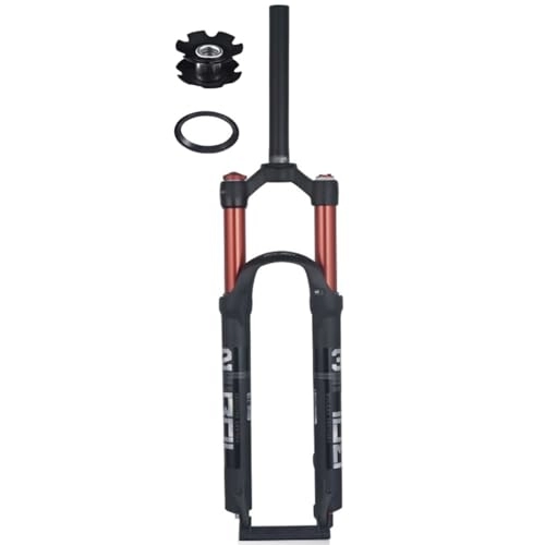 Mountain Bike Fork : MTB Mountain Bike Suspension Fork 26 / 27.5 / 29 Inch Bicycle Front Forks 1-1 / 8 Straight Double Air Chamber Travel 120mm QR Axle 9 * 100 Shoulder Line Lock (Color : Red manual, Size : 26inch)