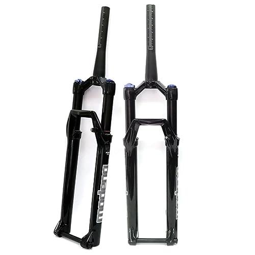 Mountain Bike Fork : MTB Suspension Fork 26 / 27.5 / 29Inch Air Fork 100mm Travel 1 1 / 8 Straight / Tapered Tube Manual Lockout 15mm Thru Axle Disc Brake Front Fork (Color : Tapered Tube, Size : 27.5in)