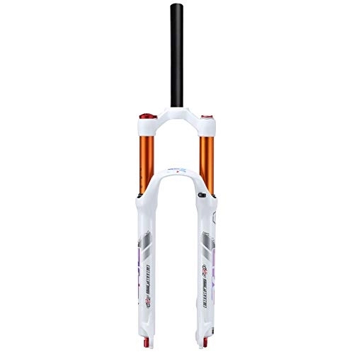 Mountain Bike Fork : MTB Suspension Forks 26 27.5 29 Inch Straight Tube, Magnesium Alloy 1-1 / 8" Manual Lockout Disc Brake Mountain Bike Air Fork Travel 120mm(Size:26 INCH, Color:WHITE)
