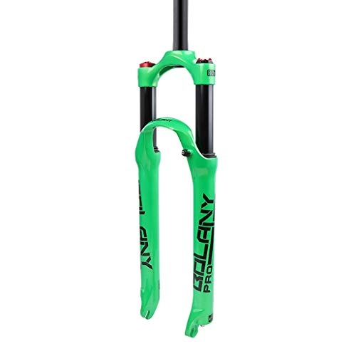 Mountain Bike Fork : MZP Bike Suspension Fork 26 27.5 29" MTB Bicycle Air Pressure Fork 1-1 / 8" Disc Brake Magnesium Alloy 120mm Travel (Color : Green, Size : 27.5inch)
