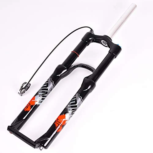 Mountain Bike Fork : MZP Bike Suspension Fork 26" 27.5" MTB Bicycle Gas Fork Straight Pipe Cone Remote Shoulder Control Damping Adjustment Disc Brake Travel 100mm 1-1 / 8" (Color : D, Size : 26inch)