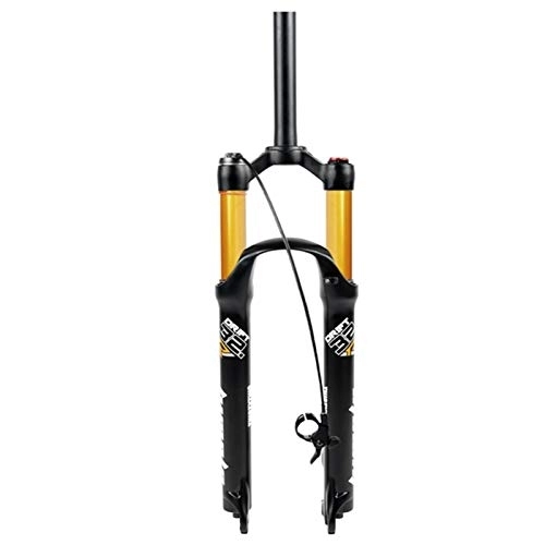 Mountain Bike Fork : MZPWJD Bicycle Suspension Fork 26 27.5 29 Inch MTB Magnesium Alloy Mountain Bike Suspension 32 Air Resilience Oil Damping Disc Brake HL / RL Travel 100MM (Color : Gold line, Size : 27.5in)