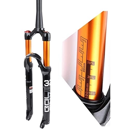 Mountain Bike Fork : MZPWJD Mountain Bike Suspension Fork 26 27.5 29 Inch Air Fork Cone Tube 1-1 / 2" XC Bicycle QR Hand Control Remote Control Travel 120mm 1650g MTB (Color : Hand control, Size : 29in)