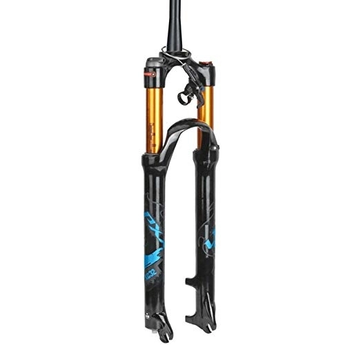 Mountain Bike Fork : MZPWJD Mountain Bike Suspension Fork 26 / 27.5 / 29 Inch Travel 100mm Air Fork Cone Tube 1-1 / 2" XC Bicycle QR Hand Control Remote Control MTB (Color : B-Blue, Size : 26in)