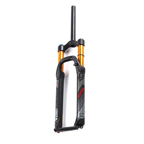 Mountain Bike Fork : MZZG 26 27.5 29 Inch Gold Air MTB Suspension Fork, Rebound Adjust Straight Tube 28.6mm QR 9mm Travel 120mm Manual / Crown Lockout Mountain Bike Forks, Ultralight Gas Shock XC Bicycle, 26
