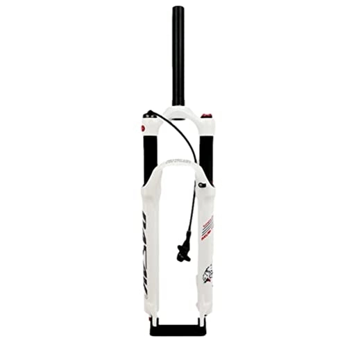 Mountain Bike Fork : NEZIAN Cycling Suspension Front Fork MTB 26 27.5 29 Inch Mountain Bike Suspension Fork Air Pressure QR 9mm Disc Brake Straight Tube Front Forks Remote Locking (Color : White, Size : 27.5inch)