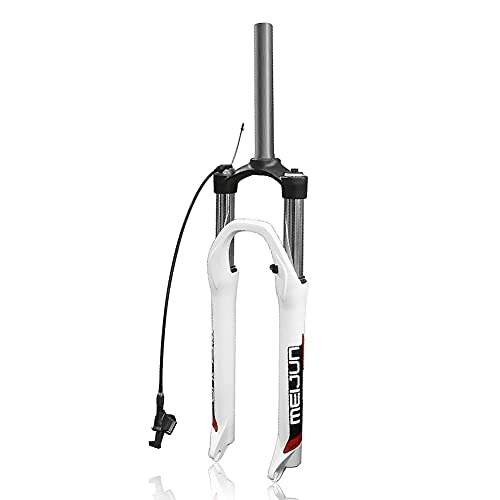 Mountain Bike Fork : NEZIAN Front Suspension Fork Mountain Bike 27.5 Inch Oil Spring Travel 100mm Disc Brake Cycling Accessories Aluminum Alloy (Color : White)