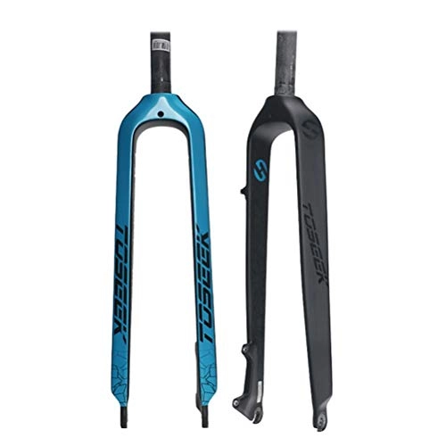Mountain Bike Fork : Off-road Bike MTB Rigid Front Fork 26 / 27.5 Disc Brake Carbon Mountain Bike Fork, 28.6mm Threadless Straight Tube Superlight Bicycle Front Forks Expander Top Cap ( Color : E , Size : 27.5 Inch )