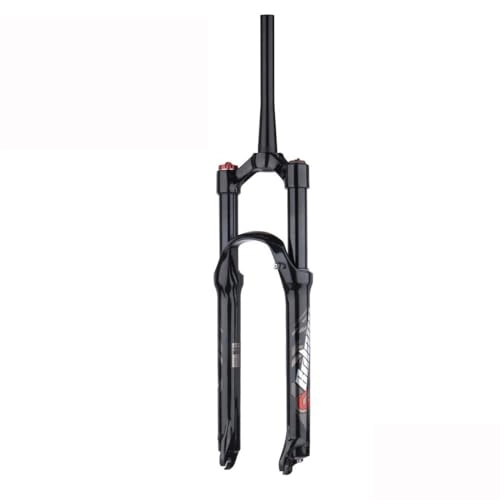 Mountain Bike Fork : OMDHATU Mountain Bike Air Shock Suspension Fork 26 / 27.5 / 29 Inch 1-1 / 2" Tapered Steerer Manual / Remote Lockout 100mm Travel Disc Brake QR 100mm*9mm (Color : A Black, Size : 26inch)