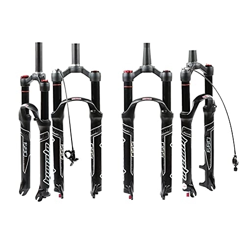 Mountain Bike Fork : OONYGB Mountain Bike Suspension Fork, 26 / 27.5 / 29 Inch Travel 100mm Air Suspension Fork, Rebound Adjust 28.6mm Straight / Tapered Tube QR 9mm, Shoulder Control / Wire Control Lockout Bicycle Fork.