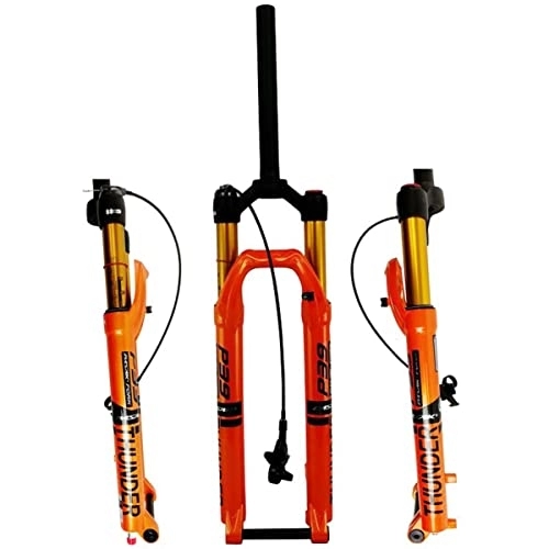 Mountain Bike Fork : PHOCCO 27.5 / 29 Inch MTB Suspension Fork 100mm Travel 1-1 / 8" Straight Manual / Remote Lockout Mountain Bike Air Fork Rebound Adjust Thru Axle Front Fork (Color : Orange, Size : 29''RL)