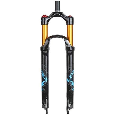 Mountain Bike Fork : Pkfinrd 27.5 Inch Bicycle Front Fork Magnesium Alloy MTB Suspension Fork Strong Structure Air Fork Bicycle Accessories, Blue (Color : Blue)