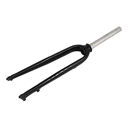 Mountain Bike Fork : PPLAS Aluminum Fork Threadless Disc Brake Bike Rigid Fork brake forks (Color : Black)