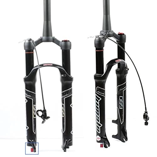 Mountain Bike Fork : QFWRYBHD 26 / 27.5 / 29 Inch MTB Fork Mountain Bike Suspension Fork 1-1 / 2" Tapered Tube Rebound Adjust Travel 100mm Air Mountain Bike Suspension Fork (Color : Wire control, Size : 27.5inch)