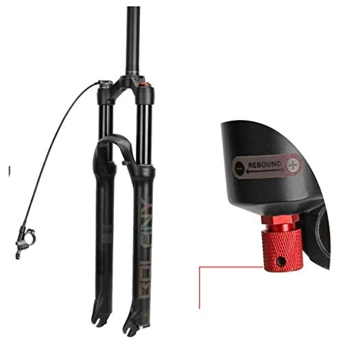 Mountain Bike Fork : QFWRYBHD 26 / 27.5 / 29 inches Mountain Bicycle Air Fork Shoulder control / Wire control Damping adjustment Supension Rebound Adjustment Lock Straight Tapered MTB Fork (Color : C, Size : 29 inches)