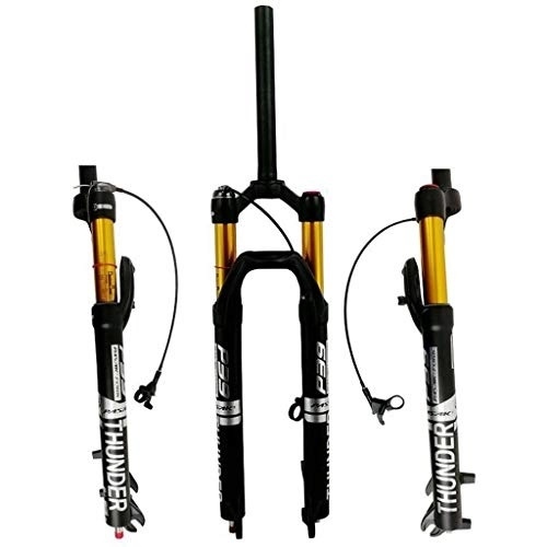 Mountain Bike Fork : QFWRYBHD 27.529 inch Mountain bike air fork bike shock absorbent MTB fork magnesium alloy aluminum alloy shoulder control line controlDamping adjustment (Color : Silver, Size : 29")