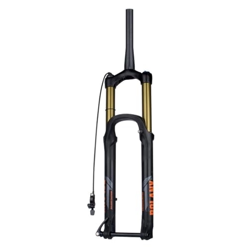 Mountain Bike Fork : QHIYRZE MTB Fork 27.5 / 29 Inch Mountain Bike Air Suspension Forks Travel 160mm XC / AM Bicycle Front Fork Rebound Adjust 1-1 / 2'' Tapered Thru Axle 15x110mm Remote Lockout (Color : Gold, Size : 27.5'')