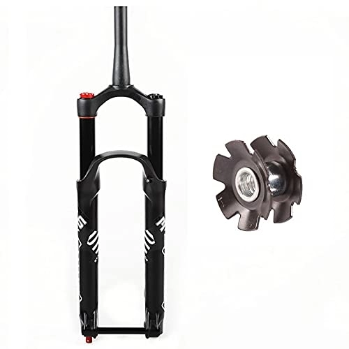 Mountain Bike Fork : QHY Mountain Bike MTB AIR Fork AM DH Thru Axle110MM*15MM Travel 140MM Manual Lockout With Damping Adjustment Bicycle Front Fork (Color : Tapered black, Size : 29in)