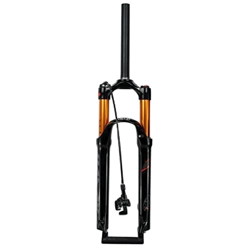 Mountain Bike Fork : QHY MTB Air Fork Mountain Bike Suspension Fork 26 / 27.5 / 29 Inch Bicycle Forks Cycling Straight Tube 1-1 / 8" QR 9mm Travel 100mm Manual / Crown Lockout 1790g (Color : Black RL, Size : 27.5inch)