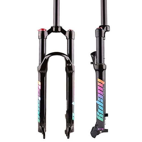 Mountain Bike Fork : QHYRZE Bicycle Front Fork 26 / 27.5 / 29'' Mountain Bike Suspension Forks MTB Air Fork 1-1 / 8 Disc Brake 100mm Travel QR 9mm Ultralight HL 1670G (Color : Black, Size : 27.5inch)