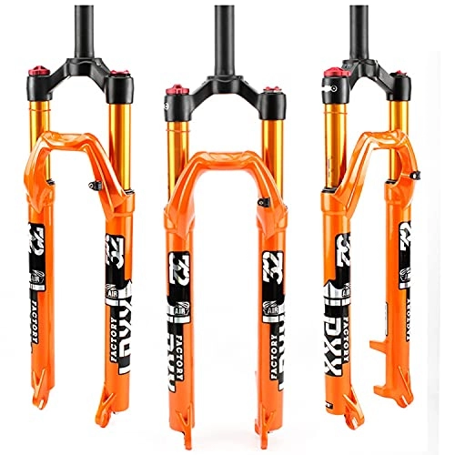 Mountain Bike Fork : QIANGU 27.5 29 inch Air Mountain Bike Suspension Fork Straight / Tapered Tube 1-1 / 8" / 1-1 / 2" Travel 100mm QR 9mm Disc Brake Aluminum Alloy MTB Front Forks (Color : Straight Manual, Size : 27.5 inch)