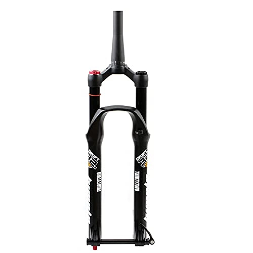Mountain Bike Fork : QIANGU Air MTB Bicycle Fork 26 27.5 29 inch Mountain Bicycle Suspension Forks 1-1 / 2" Tapered Tube Rebound Adjust Thru Axle 15 mm Travel 100mm Disc Brake (Color : Tapered Manual, Size : 27.5 inch)