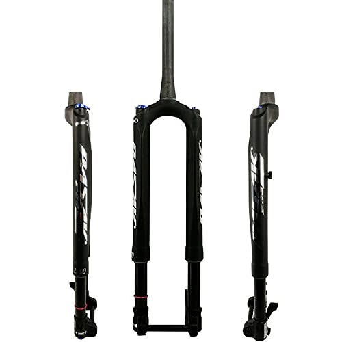 Mountain Bike Fork : QIANGU Bicycle Carbon Fork MTB Mountain Bike Air 27.5 29" Thru Axle15MM*100mm Predictive Steering Suspension Oil and Gas Fork (Color : Black, Size : 29 inch)