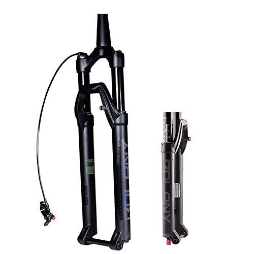 Mountain Bike Fork : QIANGU Mountain Bike Suspension Fork 27.5 / 29 inch Air MTB Bicycle Fork 1-1 / 2" Tapered Tube Rebound Adjust Thru Axle 15 X100 mm Travel 100mm Disc Brake (Color : Tapered Remote, Size : 29 inch)