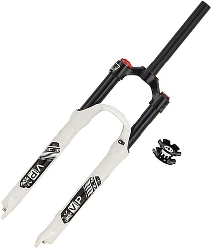 Mountain Bike Fork : QIANMEI bike forks 26 / 27.5 / 29 Mountain Bike Suspension Forks ，Travel 120mm Air Fork 28.6mm Straight Tube Manual Lockout Front Fork Disc Brake 9mm QR Bicycle Fork (Color : White, Size : 26'')