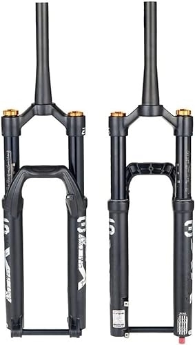 Mountain Bike Fork : QIANMEI bike forks 26 / 27.5 / 29 MTB Air Fork 140mm Travel Mountain Bike Suspension Fork， 15×110mm Thru Axle Manual Lockout Rebound Adjust 1-1 / 2" Tapered Front Fork (Color : Black 26'')