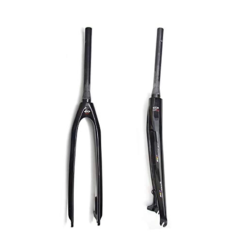 Mountain Bike Fork : QXFJ 26 / 27.5 / 29 Inch Mountain / MTB Bike Front Fork, Full Carbon Fiber Hard Fork / Cone Tube / Disc Brake / Standpipe 28.6 * 39.3 * 300mm / Opening 100mm / Bright