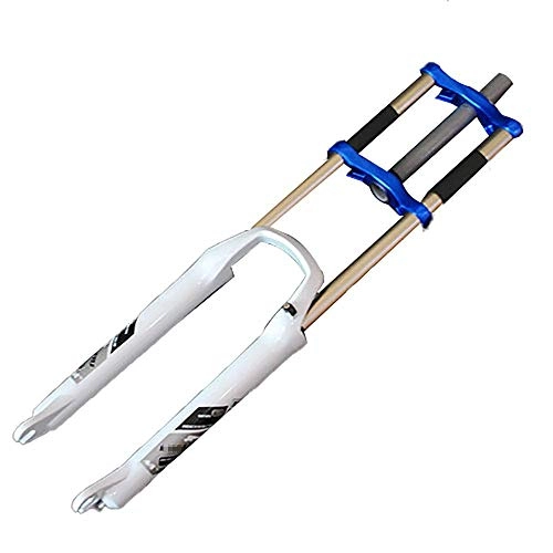 Mountain Bike Fork : QXFJ 26 Inch Mountain Bike Front Fork, Bicycle Front Fork Double-Shoulder All Aluminum Titanium Plating / Stroke 100mm / A Column Brake / Aluminum Alloy / Open Gear 100mm / Blue And White Wind