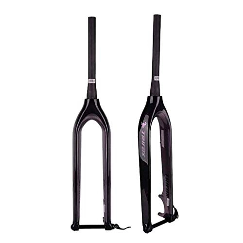 Mountain Bike Fork : QXFJ 27.5 / 29 Inch Bicycle Front Fork, Carbon Fiber Front Fork / Hard Fork / Cone Tube 28.6 * 39.8 * 300mm / Opening 100mm / Suitable For Mountain Bikes / Road Bikes / Black