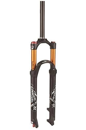 Mountain Bike Fork : Samnuerly 26 / 27.5 / 29'' Mountain Bike Suspension Forks Disc Brake MTB Air Fork Damping Adjust Travel 100mm 9mm 1-1 / 8 Bicycle Front Fork Ultralight HL 1750G (Color : 27.5inch Black Gold)