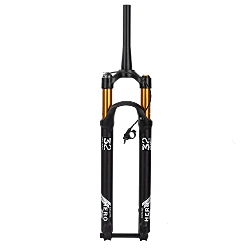 Mountain Bike Fork : Samnuerly 26 27.5 29 MTB Air Fork Mountain Bike Suspension Fork 100mm Travel Thru Axle 15x100mm 1-1 / 2'' Tapered Bicycle Front Fork Remote Lockout (Color : 26'' Black Gold)