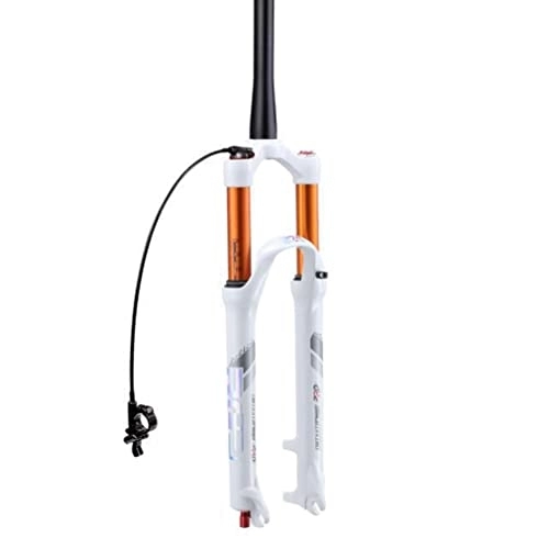 Mountain Bike Fork : Samnuerly Mountain Bike Suspension Fork 26 / 27.5 / 29 Inch MTB Air Fork 100mm Travel Disc Brake Bicycle Front Fork Remote Lockout (Color : Tapered White, Size : 27.5inch)