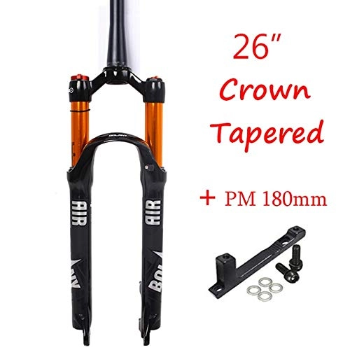Mountain Bike Fork : SHAOZI Suspension Mtb Fork Straight Tapered 1-1 / 8inch 26 / 27.5 / 29'' Air Shock Forks 100mm Disc Aluminum Alloy Mountain Bike Parts 26 Tapered-Top cap