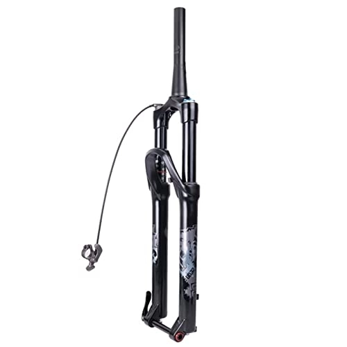 Mountain Bike Fork : SHENYI MTB Bike 32 RL 120mm 26 27.5 Inch Fork Suspension Lock Air Fork Straight Tapered Thru Axle QR Quick Release Mountain Bike (Color : Tapered 15mm remote)