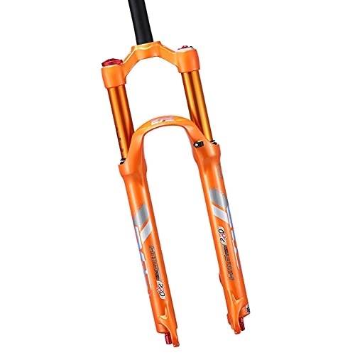 Mountain Bike Fork : SHHMA Mountain Bicycle Suspension Forks, MTB Bike Dual Air Chamber Front Fork Damping Tortoise and Hare Adjustment, Orange, 27.5 inch