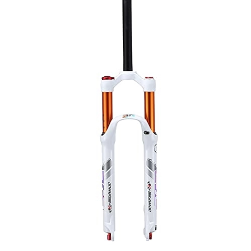 Mountain Bike Fork : SHHMA Mountain Bicycle Suspension Forks, MTB Bike Dual Air Chamber Front Fork Damping Tortoise and Hare Adjustment, White, 26 inch