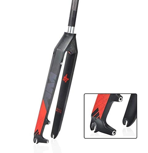 Mountain Bike Fork : SJMFGF Cycling Suspension Fork Bicycle Fork 26 / 27.5 / 29 In Front Fork Mountain Full Carbon Fiber Fixed Gear Ultralight Disc Brake Damping Bicycle Accessories, Red-29inch (Color : Red, Size : 29inch)