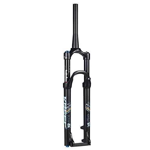 Mountain Bike Fork : SN Cycling 26" 27.5" 29" Mountain Bike Suspension Fork Alloy 28.6mm Disc Brake Air Fork 120mm Travel Black (Color : Tapered canal, Size : 27.5 inch)