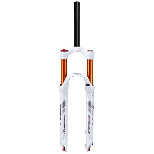 Mountain Bike Fork : SONGYU Mountain Bike Suspension Fork 26 / 27.5 inch, MTB Front Fork with Rebound Adjustment, 28.6mm Straight Tube Bicycle Air Fork White