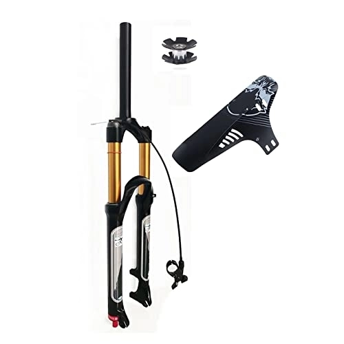 Mountain Bike Fork : SORBEZ 26 / 27.5 / 29 Inch Travel 140mm MTB Air Suspension Fork, QR 9mm Straight / Tapered Tube XC AM Ultralight Mountain Bike Front Forks (Color : StraightRemote27.5in)